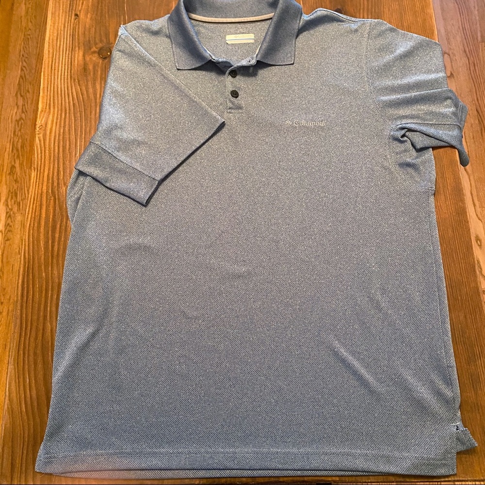 Columbia Shirt Sleeve Polo Heather Blue Grey
